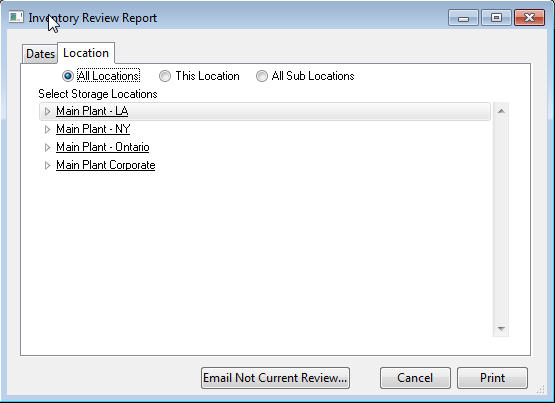 reports inventory inv review report locations