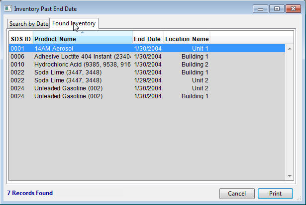 reports inventory inv past end date 12 mos found inv